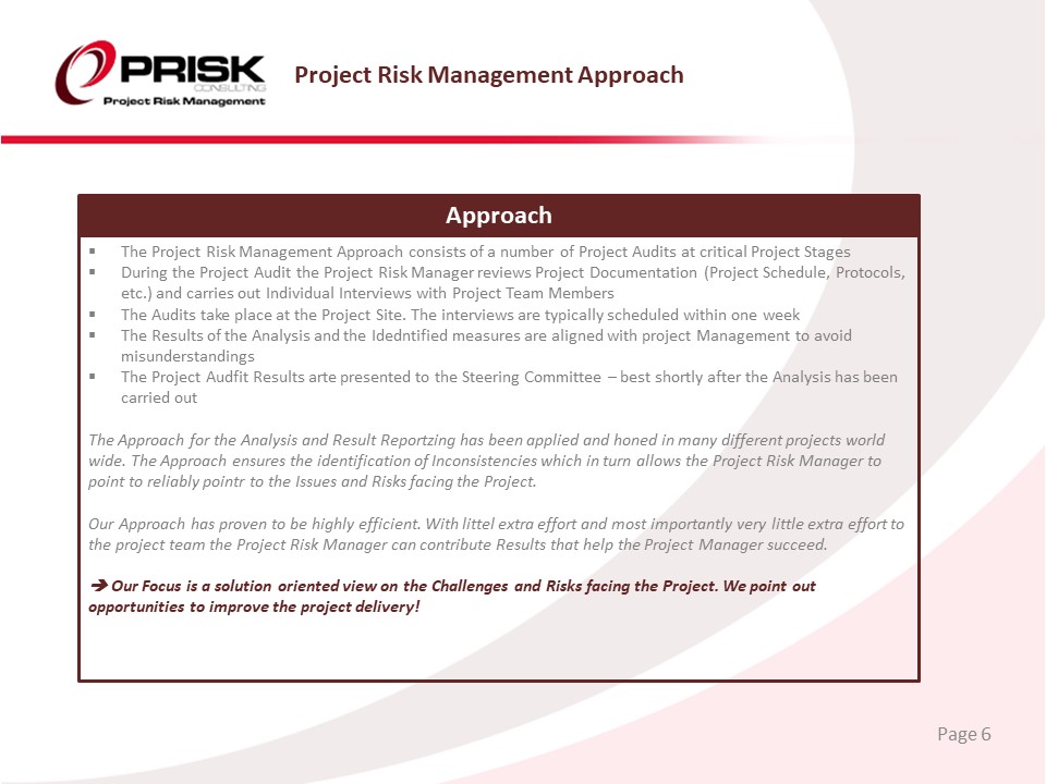 Project Risk Management Approach